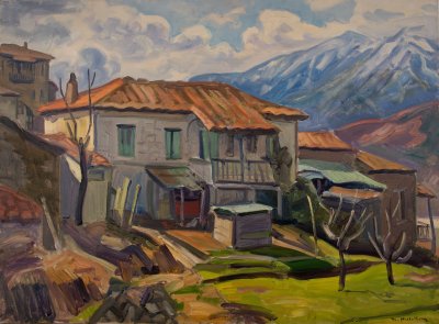 Goura Farmhouse with Chicken Coop — Oil painting, Canvas, 54.00×73.00cm — Theodoros Markellos